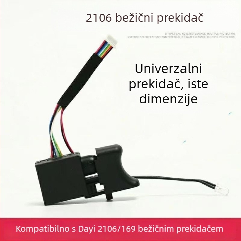 Bez četkasti prekidač za udarni odvijač, 8 ili 9 vodova, univerzalni tip, novi model