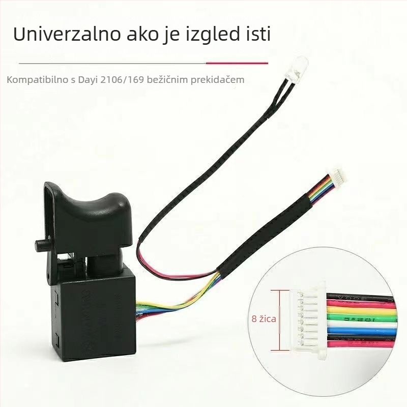 Bez četkasti prekidač za udarni odvijač, 8 ili 9 vodova, univerzalni tip, novi model