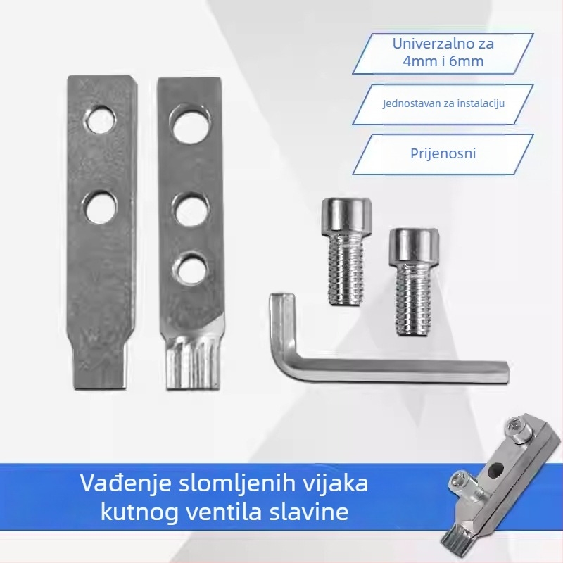 Novi alat za vađenje navojnih spojeva na kutnom ventilu slavine i alat za uklanjanje vijaka sa obratnim navojem za cijevi 1/2–3/4 inča