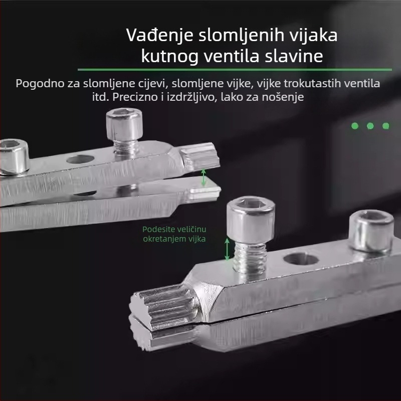 Novi alat za vađenje navojnih spojeva na kutnom ventilu slavine i alat za uklanjanje vijaka sa obratnim navojem za cijevi 1/2–3/4 inča