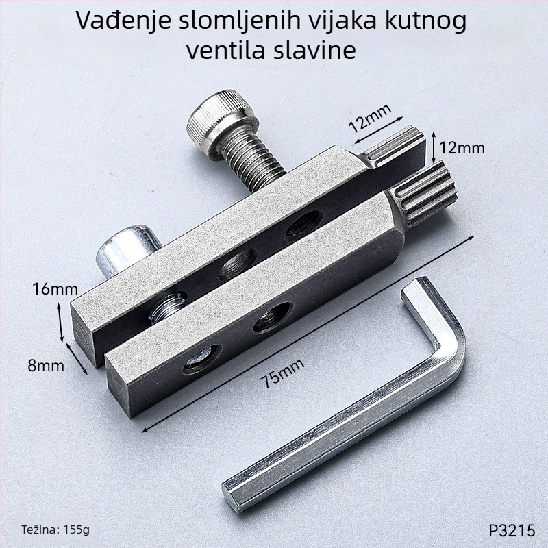 Novi alat za vađenje navojnih spojeva na kutnom ventilu slavine i alat za uklanjanje vijaka sa obratnim navojem za cijevi 1/2–3/4 inča