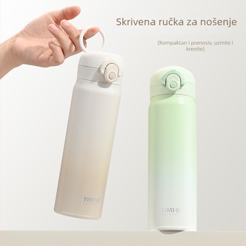 Termos od nehrđajućeg čelika s gradijentnom bojom, držačem i kapom s pop-up mehanizmom – prijenosni termos