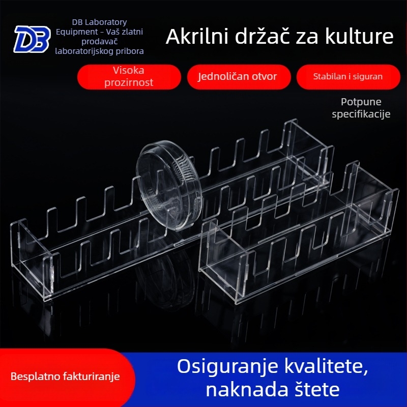 Stalak od pleksiglasa za Petri zdjele, set od 5/10 komada, uspravno, za Petri zdjele promjera 60/90/100/120/150 mm.