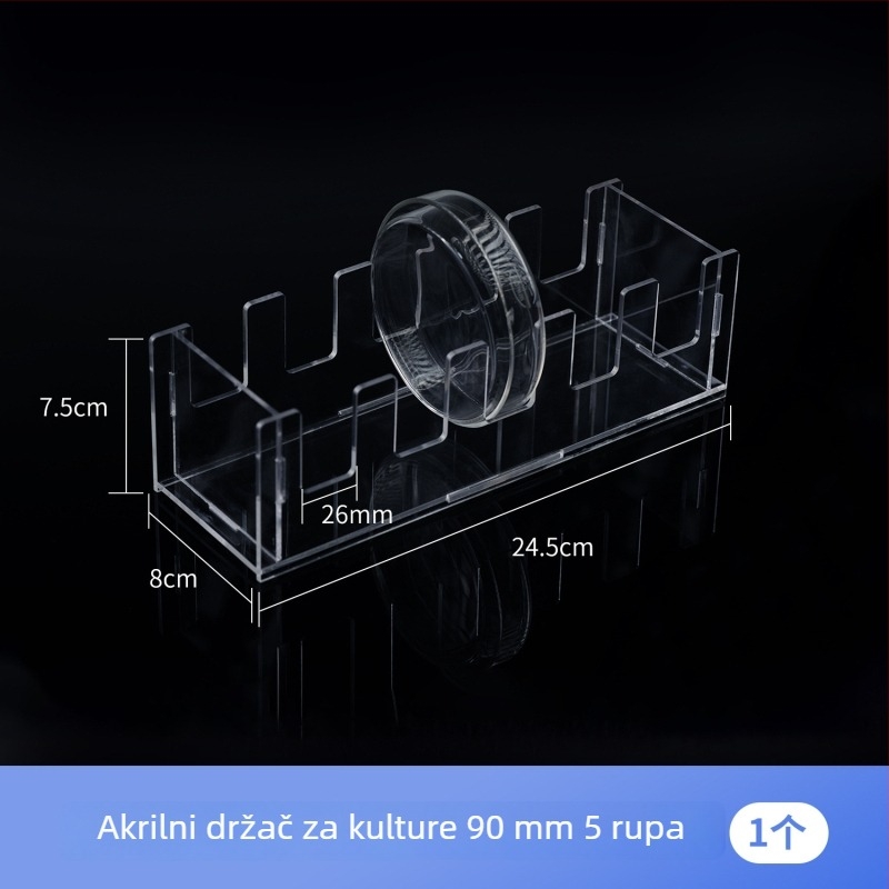 Stalak od pleksiglasa za Petri zdjele, set od 5/10 komada, uspravno, za Petri zdjele promjera 60/90/100/120/150 mm.