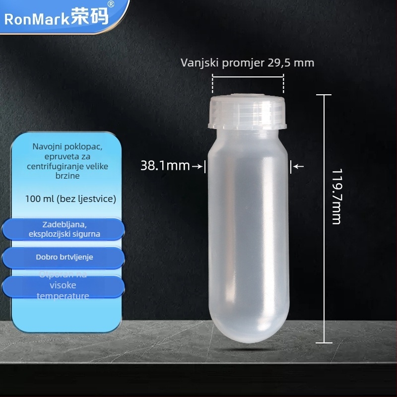 Prozirne epruvete za centrifugiranje sa vijčanim poklopcem, zapremine 10 ml, 16 ml, 28 ml, 30 ml i 50 ml, dizajn za sprječavanje propuštanja