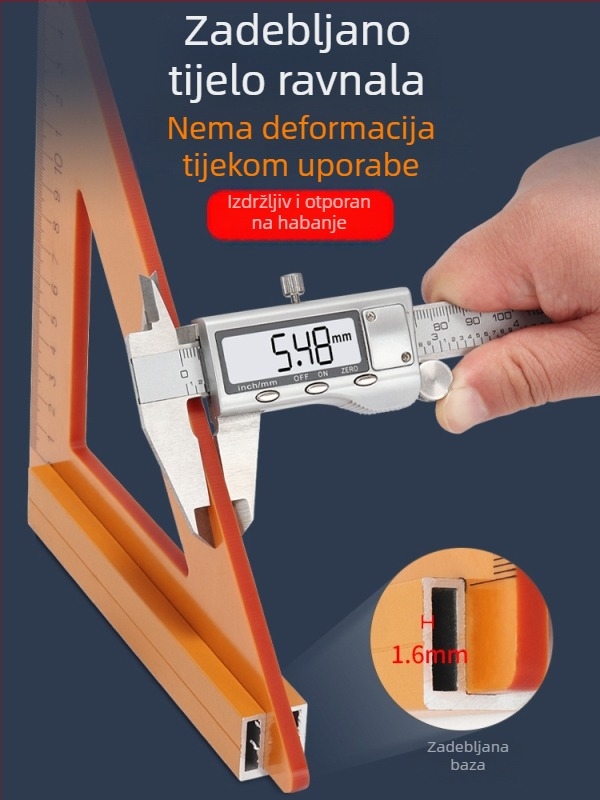 Drvoprerađivački trokutasti mjerni alat s bakelitnom pločom, veliki kvadratni mjerni alat, 90° kut, dekorativni alat