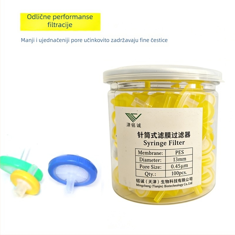 Igličasti tip filtra membrana, 13 mm, 0.22/0.45 mm, mikroporozna, za organske i vodne otopine, jednokratna jastučna membrana