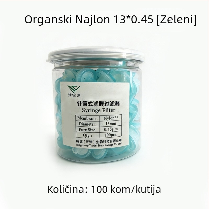 Igličasti tip filtra membrana, 13 mm, 0.22/0.45 mm, mikroporozna, za organske i vodne otopine, jednokratna jastučna membrana