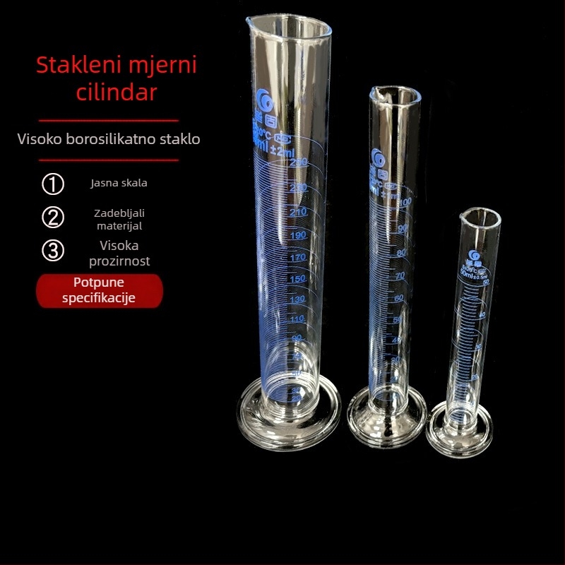 Merni cilindar od borosilikatnog stakla, A razred, 5/10/25/50/100/250/500/1000/2000 ml