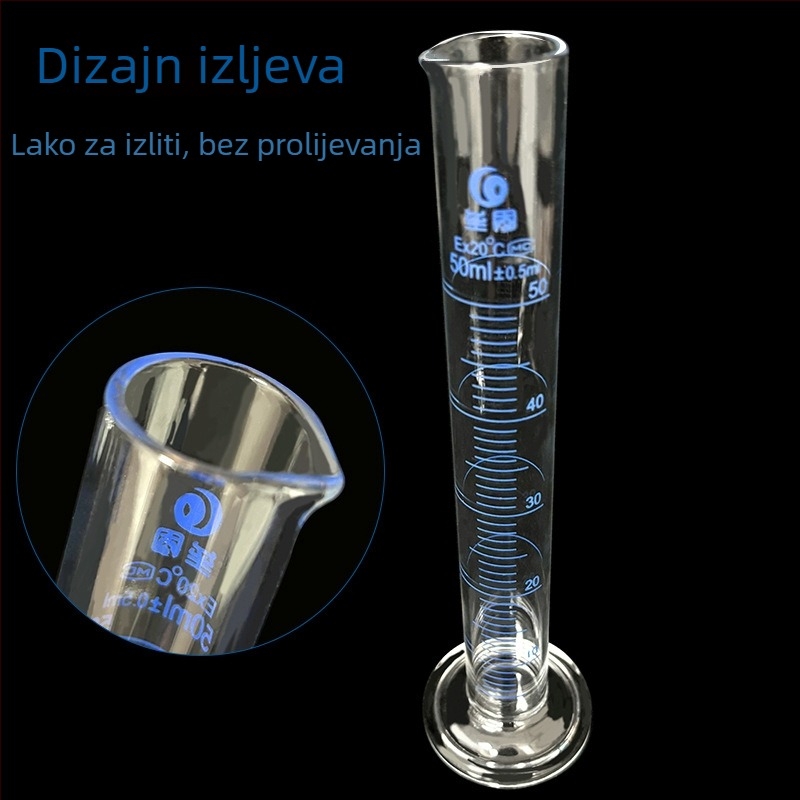 Merni cilindar od borosilikatnog stakla, A razred, 5/10/25/50/100/250/500/1000/2000 ml