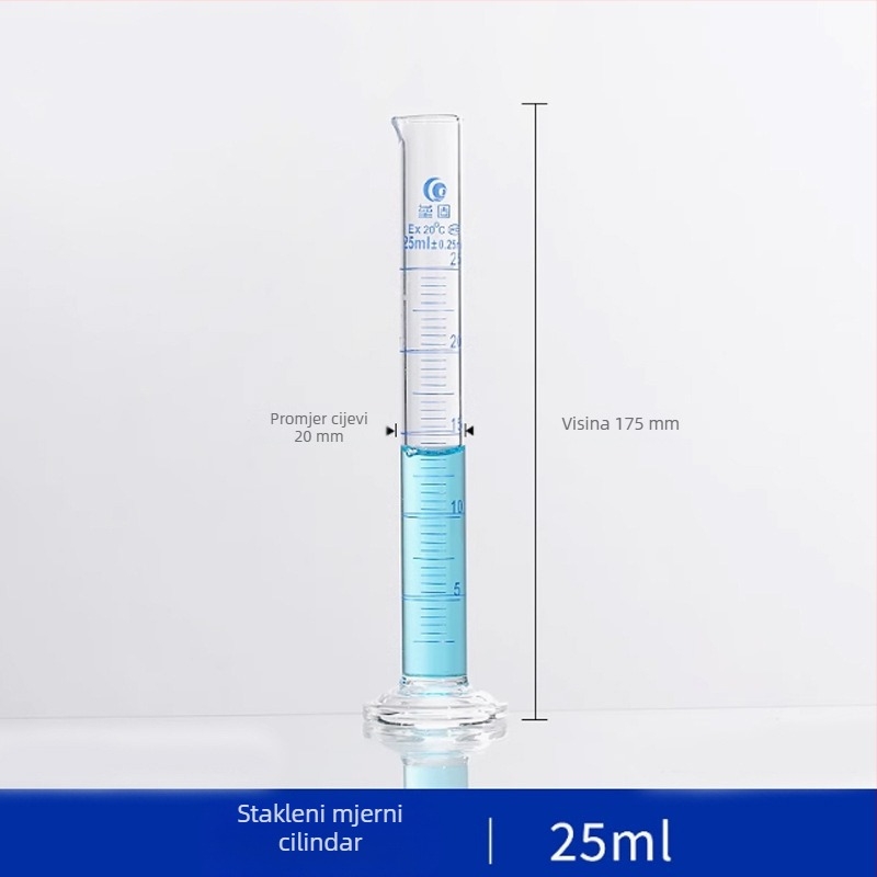 Merni cilindar od borosilikatnog stakla, A razred, 5/10/25/50/100/250/500/1000/2000 ml