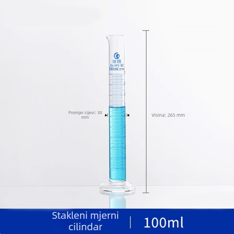 Merni cilindar od borosilikatnog stakla, A razred, 5/10/25/50/100/250/500/1000/2000 ml
