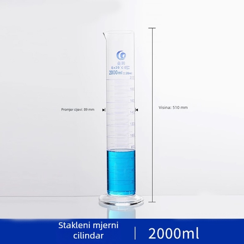 Merni cilindar od borosilikatnog stakla, A razred, 5/10/25/50/100/250/500/1000/2000 ml