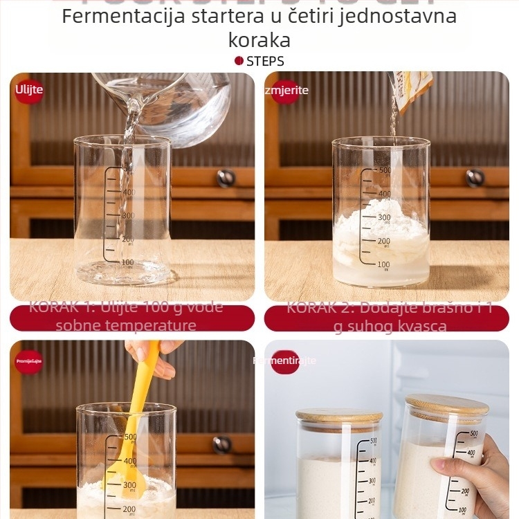 Fermentacijska posuda s mjernom skalom za poljski kvasni soj — staklena posuda za pečenje