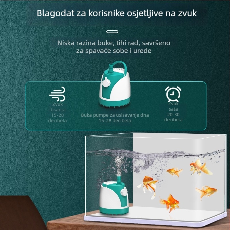 SQG potopna pumpa za akvarij s niskim šumom, kućna pumpa za cirkulaciju vode, mala donja usisna pumpa za mijenjanje vode, zaštita od suhog rada
