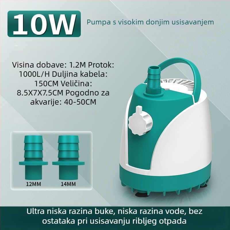 SQG potopna pumpa za akvarij s niskim šumom, kućna pumpa za cirkulaciju vode, mala donja usisna pumpa za mijenjanje vode, zaštita od suhog rada