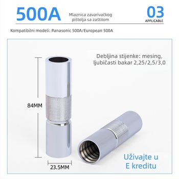 Bakarna zaštitna mlaznica za Panasonic zavarivač, zavarivanje u plinskoj zaštiti, kompatibilno s 200A/350A/500A