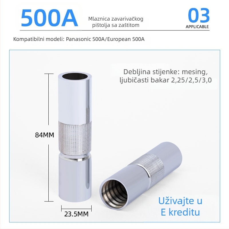 Bakarna zaštitna mlaznica za Panasonic zavarivač, zavarivanje u plinskoj zaštiti, kompatibilno s 200A/350A/500A