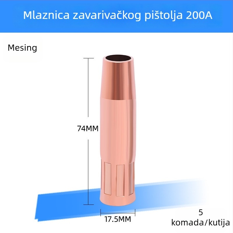 Bakarna zaštitna mlaznica za Panasonic zavarivač, zavarivanje u plinskoj zaštiti, kompatibilno s 200A/350A/500A