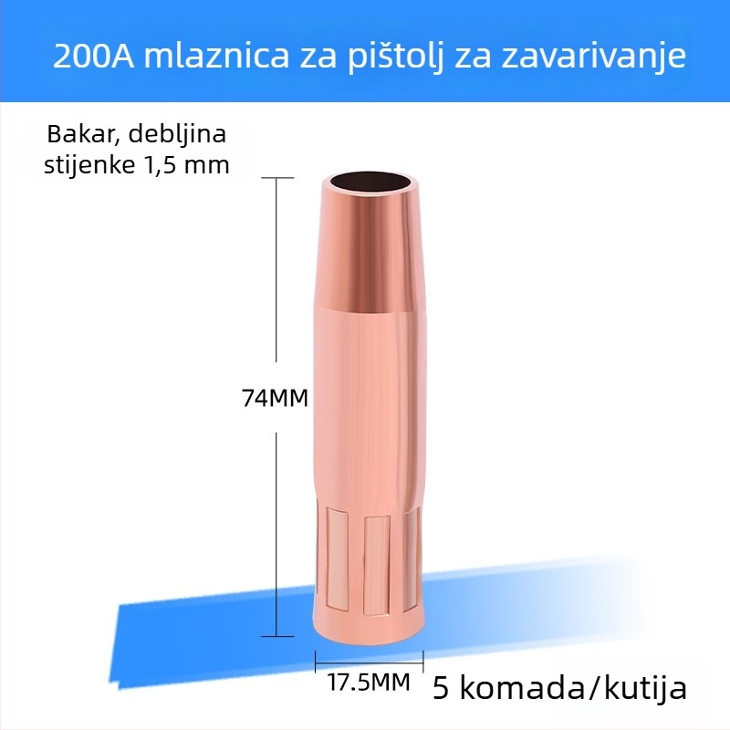 Bakarna zaštitna mlaznica za Panasonic zavarivač, zavarivanje u plinskoj zaštiti, kompatibilno s 200A/350A/500A
