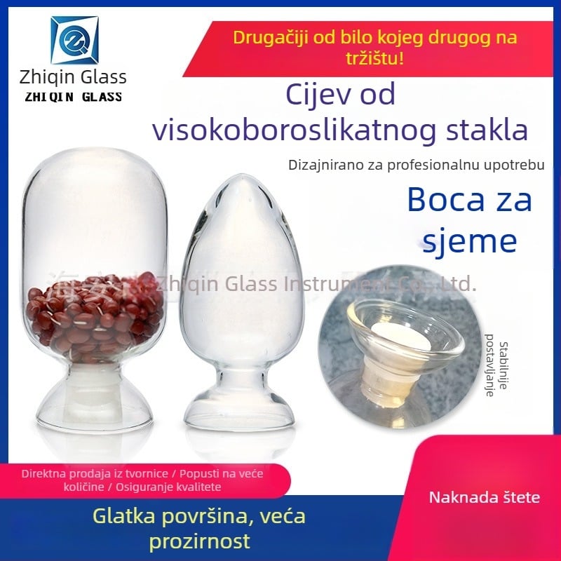 Konusna staklena boca u obliku pilećeg srca, boca za sjeměnke, 125/250/500 ml, bočica za prikaz kristalnog praha