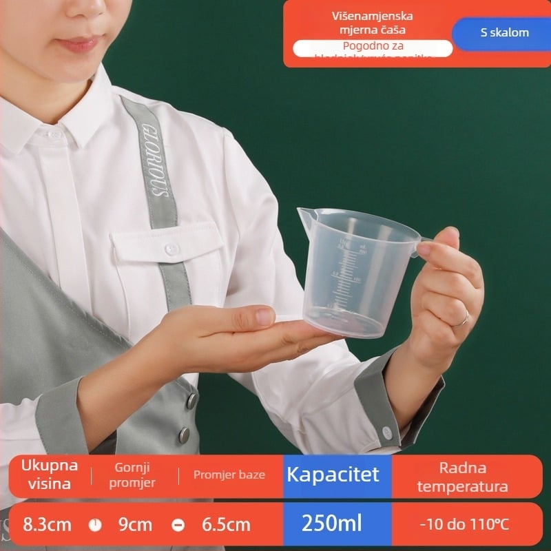 Plastična mjerna čašica s poklopcem, prehrambene kvalitete, s mjernim oznakama, za trgovine s mliječnim čajem i kućnu kuhinju