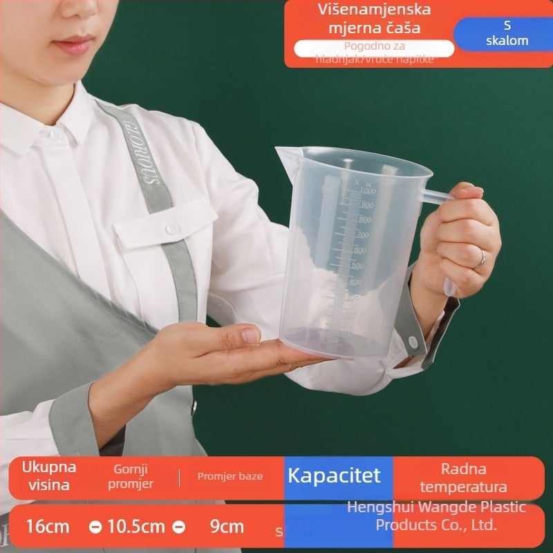 Plastična mjerna čašica s poklopcem, prehrambene kvalitete, s mjernim oznakama, za trgovine s mliječnim čajem i kućnu kuhinju