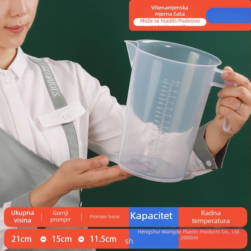 Plastična mjerna čašica s poklopcem, prehrambene kvalitete, s mjernim oznakama, za trgovine s mliječnim čajem i kućnu kuhinju