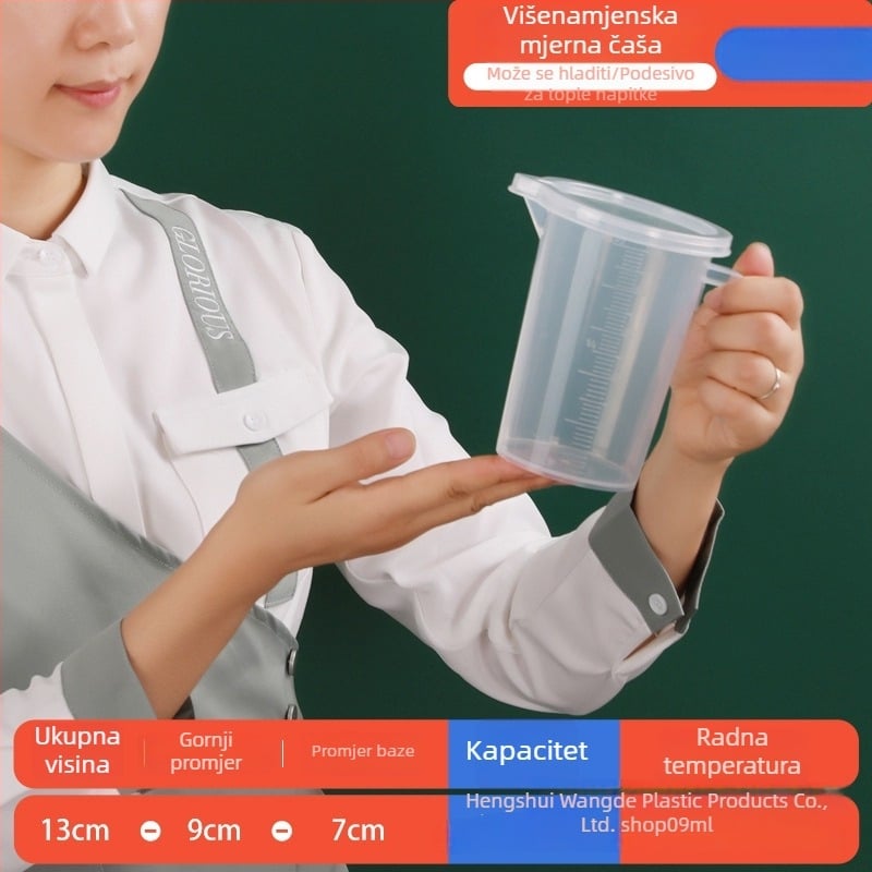 Plastična mjerna čašica s poklopcem, prehrambene kvalitete, s mjernim oznakama, za trgovine s mliječnim čajem i kućnu kuhinju