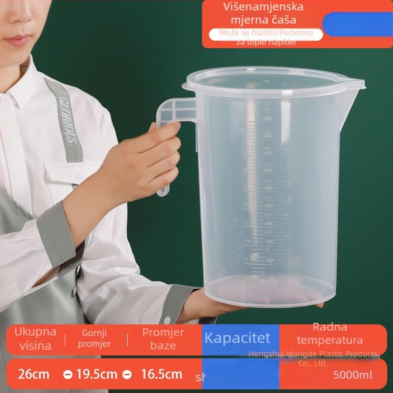 Plastična mjerna čašica s poklopcem, prehrambene kvalitete, s mjernim oznakama, za trgovine s mliječnim čajem i kućnu kuhinju