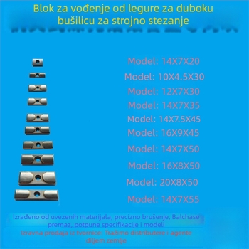 Vodilni blok za duboko bušenje i vodilni ključ, 16×8×50, CNC alat
