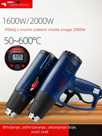 Talon/Delta industrijski pištolj za vrući zrak s digitalnim zaslonom, regulacija temperature 50–650°C, 1600W/2000W