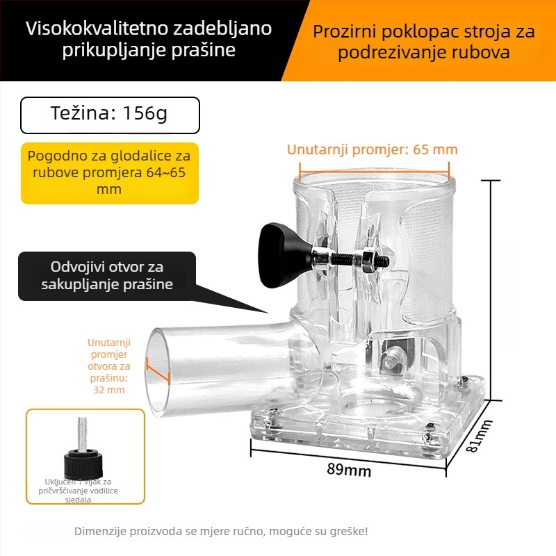 Pokrov prašine za rubnu frezu – drvoprerađivački radovi, prorezivanje i ukrašavanje – pribor za alat