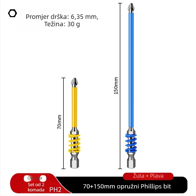 PH2 Bit s brzim oslobađanjem za električnu odvijač, snažan magnet, višebojni