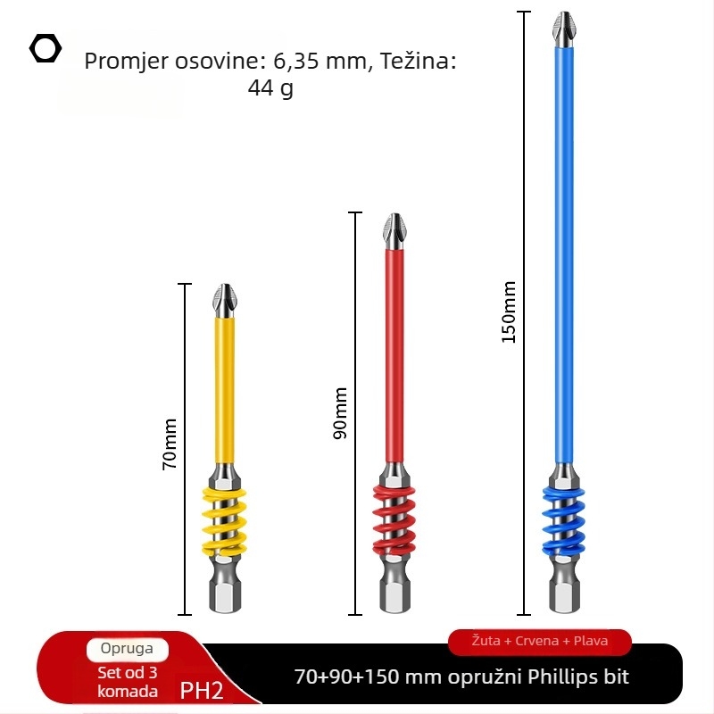 PH2 Bit s brzim oslobađanjem za električnu odvijač, snažan magnet, višebojni