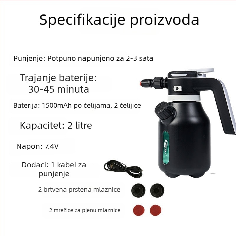 Punijiva litij baterija pjenasti raspršivač za pranje automobila