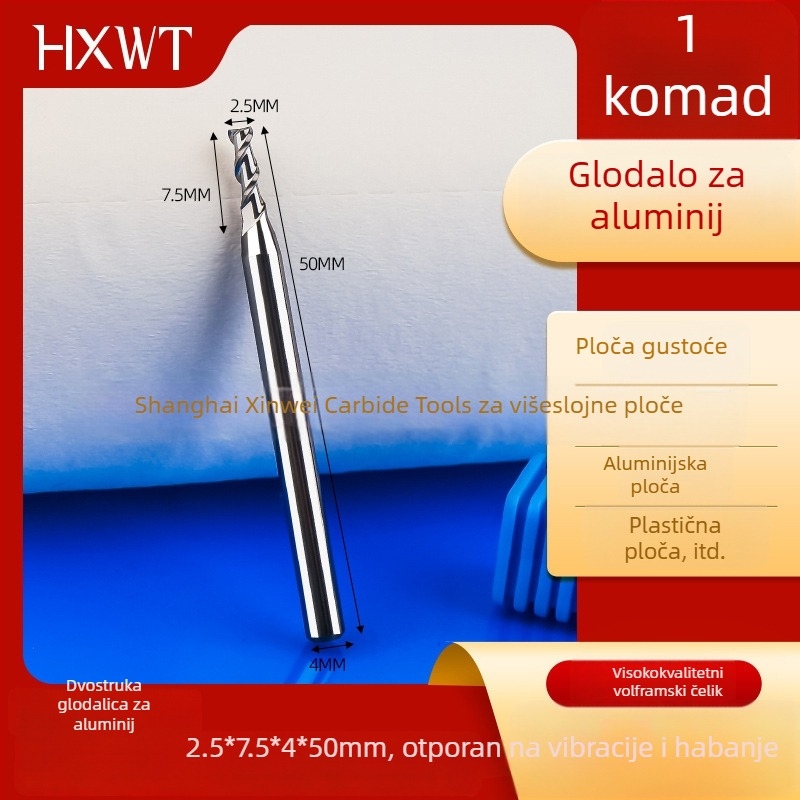 4 mm aluminijska freza za aluminij, s legiranim volfram-čeličnim alatom, dvostruka končna freza, CNC alat za graviranje