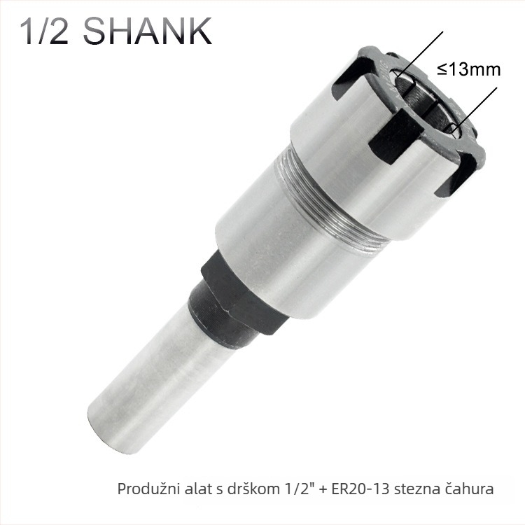 Produžni štap za frezu s ER kolutom, 1/4" i 8 mm osovinom, 6 utora, za graviranje i obradu drveta