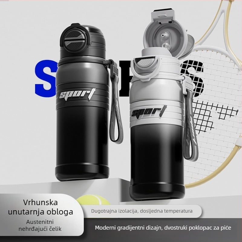 Damai termos čaša od 316 nehrđajućeg čelika, velika kapaciteta, dvostruka slamka, prijenosna vanjska sportska čaša, debeli dizajn