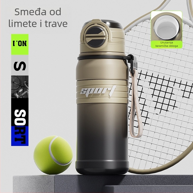 Damai termos čaša od 316 nehrđajućeg čelika, velika kapaciteta, dvostruka slamka, prijenosna vanjska sportska čaša, debeli dizajn