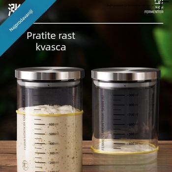 Posuda za kulturu kvasca, staklena posuda za fermentaciju s mjernim oznakama, prirodni kvasac, nije za dnevnu uporabnu