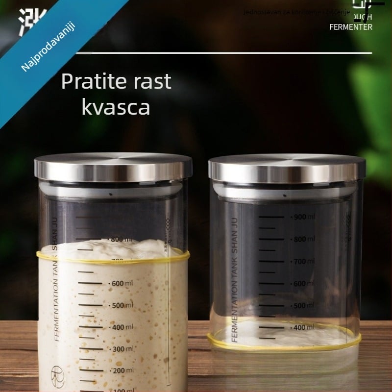Posuda za kulturu kvasca, staklena posuda za fermentaciju s mjernim oznakama, prirodni kvasac, nije za dnevnu uporabnu