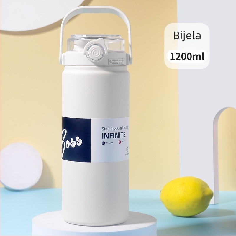 Izolirana čaša od nehrđajućeg čelika 316 s dvostrukom slamkom, veliki kapacitet, prilagodljivo
