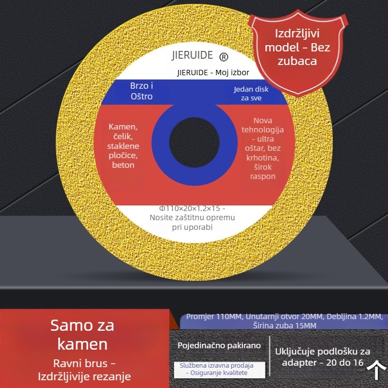 Jie Ruide dijamantni brazirani disk za rezanje kamena, mramora i oniksa, stakla