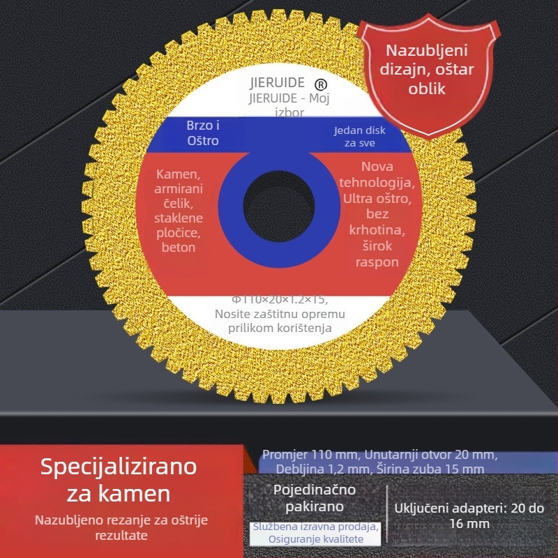 Jie Ruide dijamantni brazirani disk za rezanje kamena, mramora i oniksa, stakla