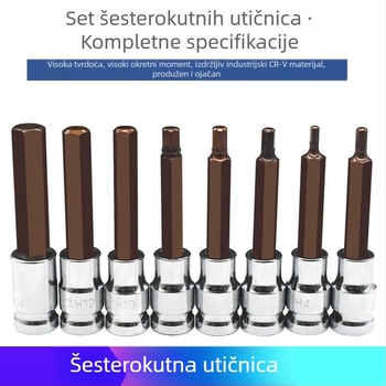 Prošireni set šesterokutnih utičnih nastavaka od 1/2 inča za električne i pneumatske ključe, S2 čelik