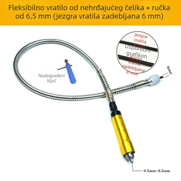 Električna brusilica i bušilica s fleksibilnim osovinom, pretvara se u viseću brusilicu; stroj za graviranje; alati za rezbarenje žada i drveta; alati za rezanje korijena; nož za rezbanje i dlijeto