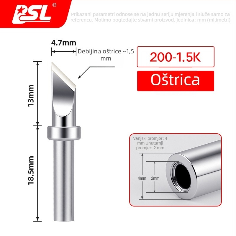 BSL 200 Vrh za lemilicu, 90W visoko-frekvencijski, 203 zakrivljeni vrh, otporan na visoke temperature, brzo zagrijavanje