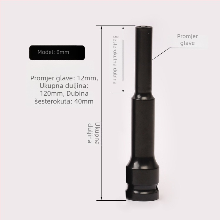Jayco električni ključ, tankoslojni soket, produžni glavč, 1/2-inčni pogon, 6/7/8 mm
