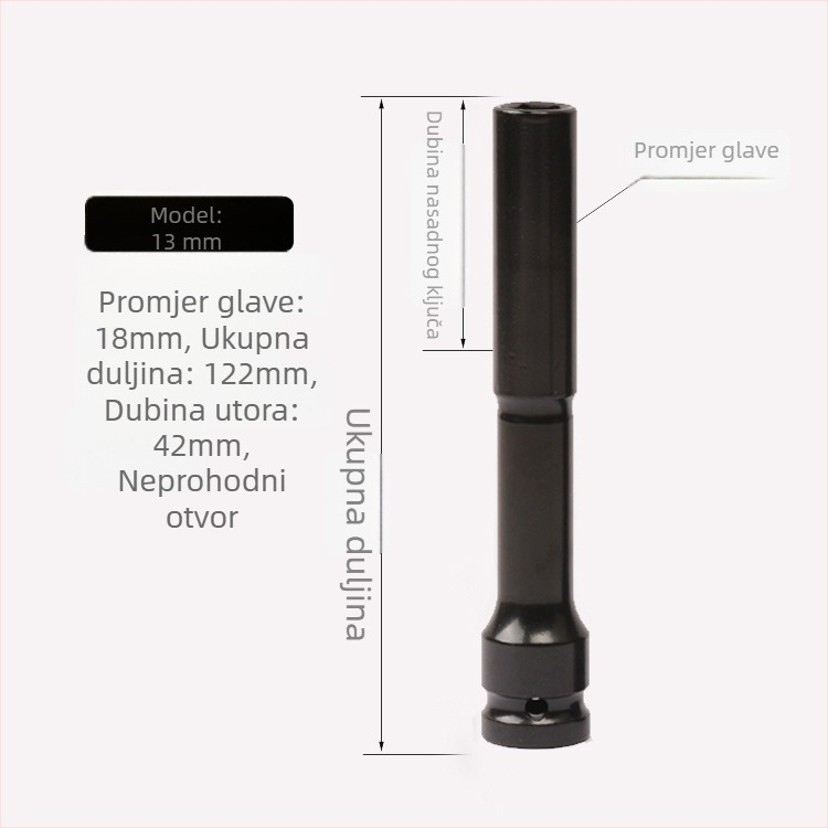 Jayco električni ključ, tankoslojni soket, produžni glavč, 1/2-inčni pogon, 6/7/8 mm
